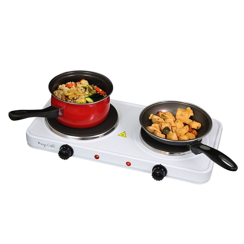 MegaChef Portable Dual Electric Cooktop - White