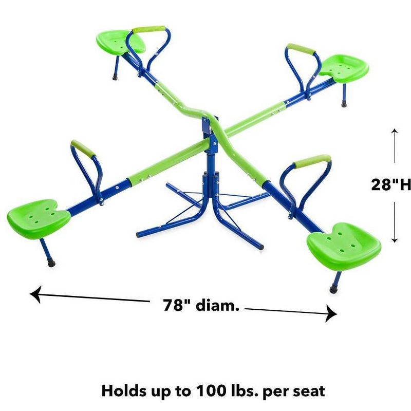HearthSong Quad-Seat Teeter Totter Spinning Seesaw for Multiple Kids' Active Play