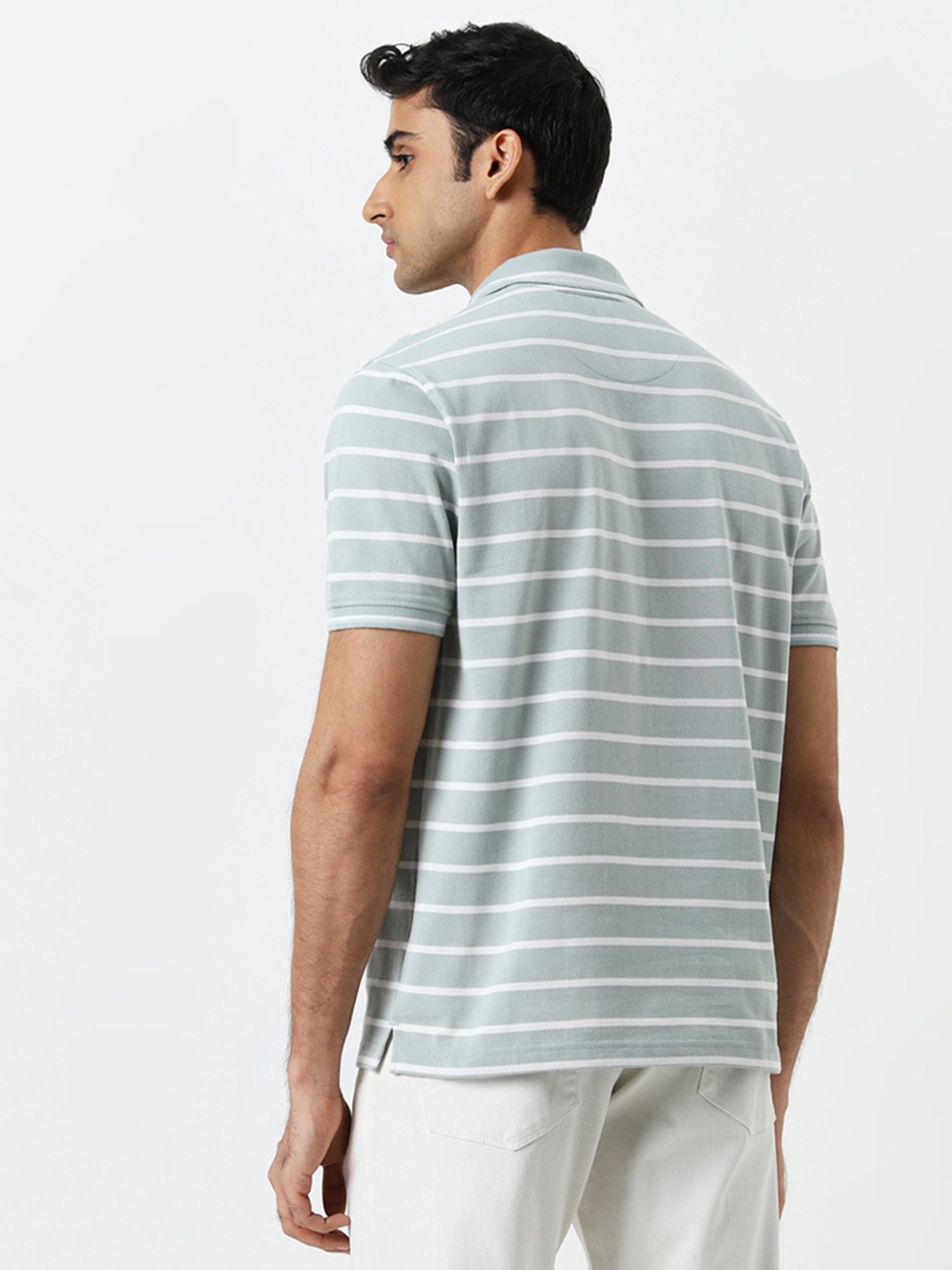 WES Casuals by Westside Sage Striped Relaxed-Fit Polo T-Shirt