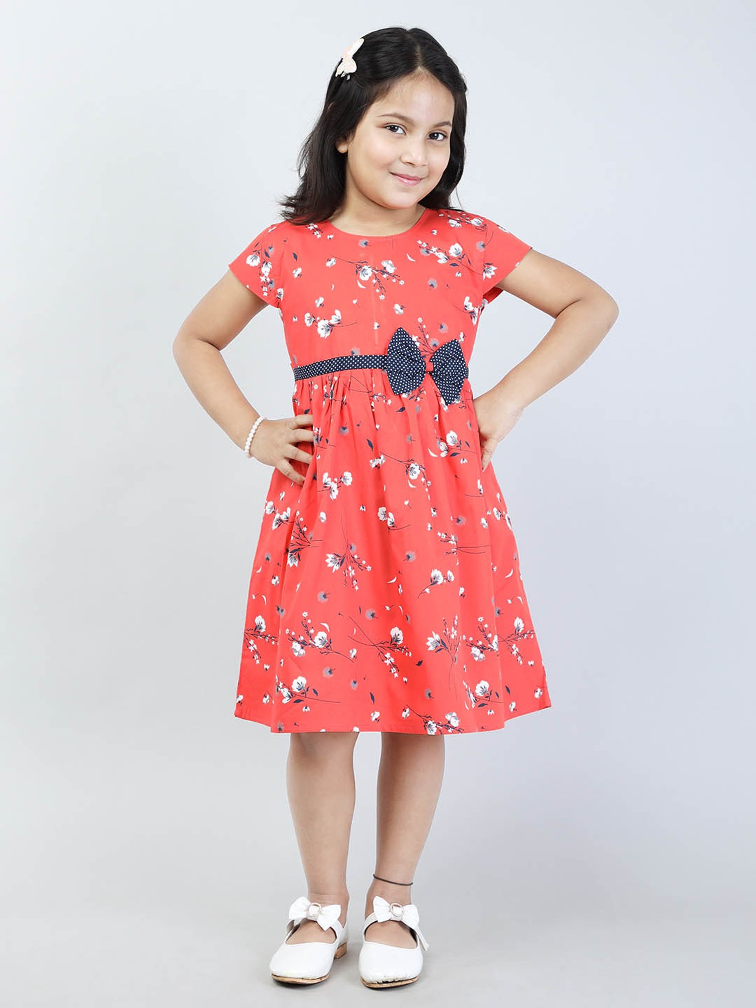 Todd N Teen Kids Coral Floral Print Frock