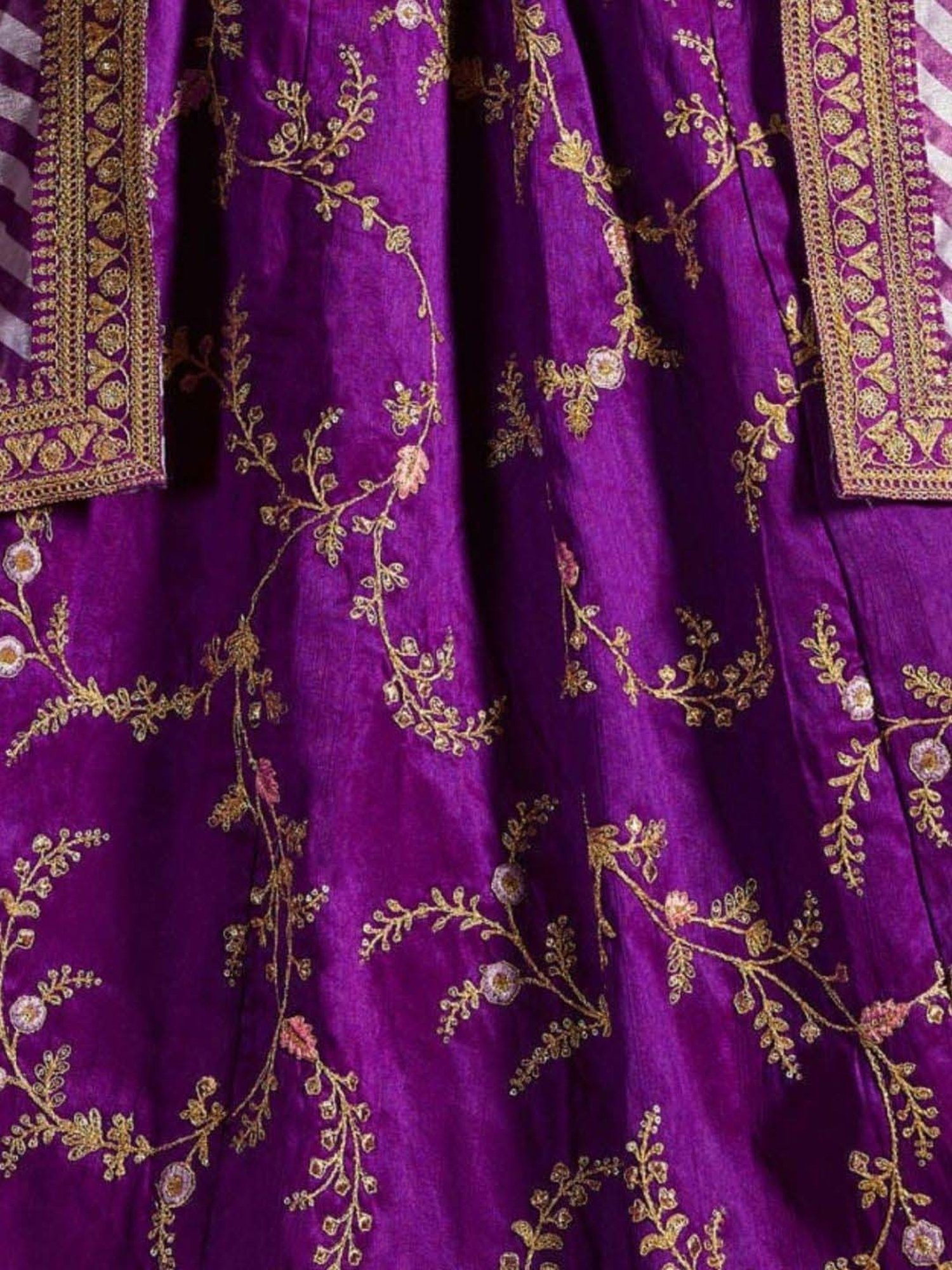 Odette Purple Embroidered Lehenga Choli Set With Dupatta