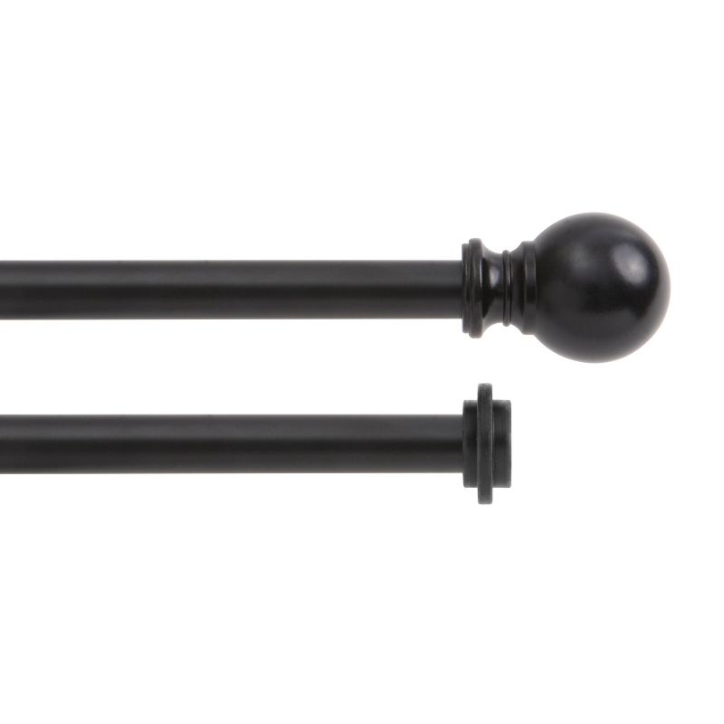 66"-120" Ball Standard Decorative Window Double Curtain Rod Matte Black- Kenney