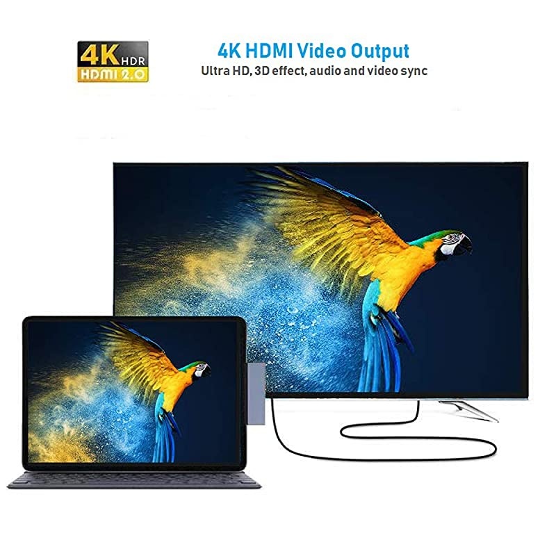 USB C Docking Station Compatible 2018 iPad Pro and Other Type C Phones or Laptops with USB C Port (Charge&Data), 4K HDMI, USB 3.0, SD/Micro SD Slot and 3.5mm Headphone Jack