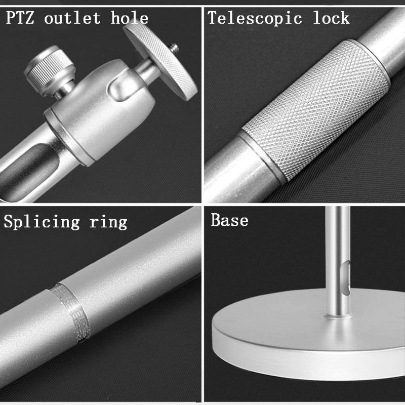 Floor Projector Stand Universal Projector Bracket 2+1 Splicing Structure Height Adjustable (33.5-59 Inches) Weighted Base 360&deg; Rotation in-Hole Routing 10kg Load (Color : Silver-95305cm)