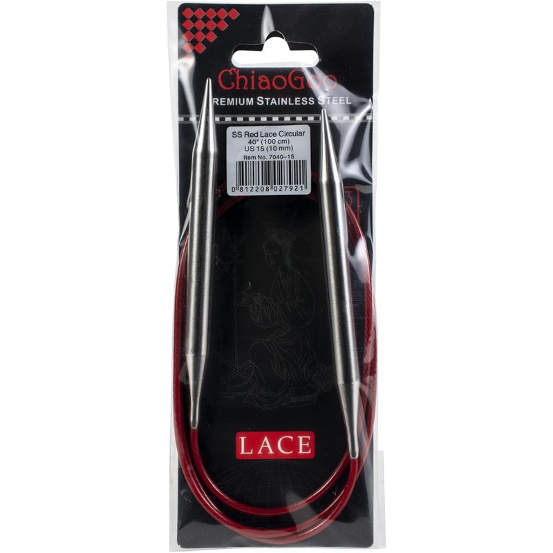 ChiaoGoo Red Lace Stainless Circular Knitting Needles 40"-Size 15/10mm