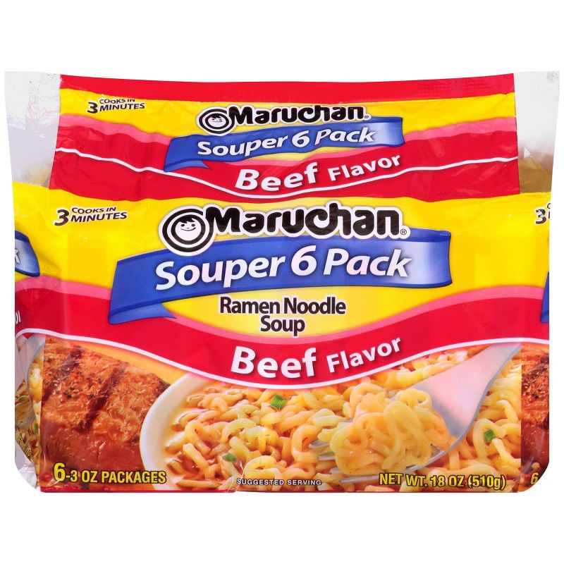 Maruchan Beef Ramen Noodle Soup 18oz, 6 ct