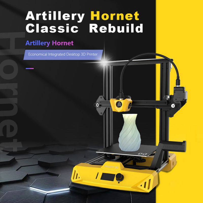 Artillery Hornet High Precision 3D Printer 95% Pre-Assembled 220x220x250mm Build Volume Silent Printing with Remote Drive Extruder Works with PLA/ABS/PETG/TPU/Wood