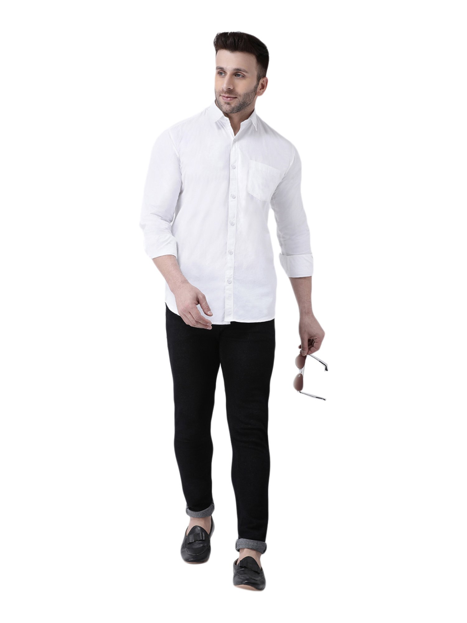 Hang Up White Cotton Slim Fit Shirt
