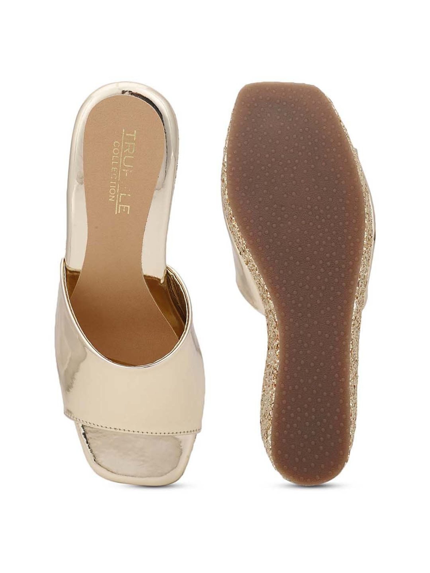 Truffle Collection Women's Pale Gold Casual Wedges