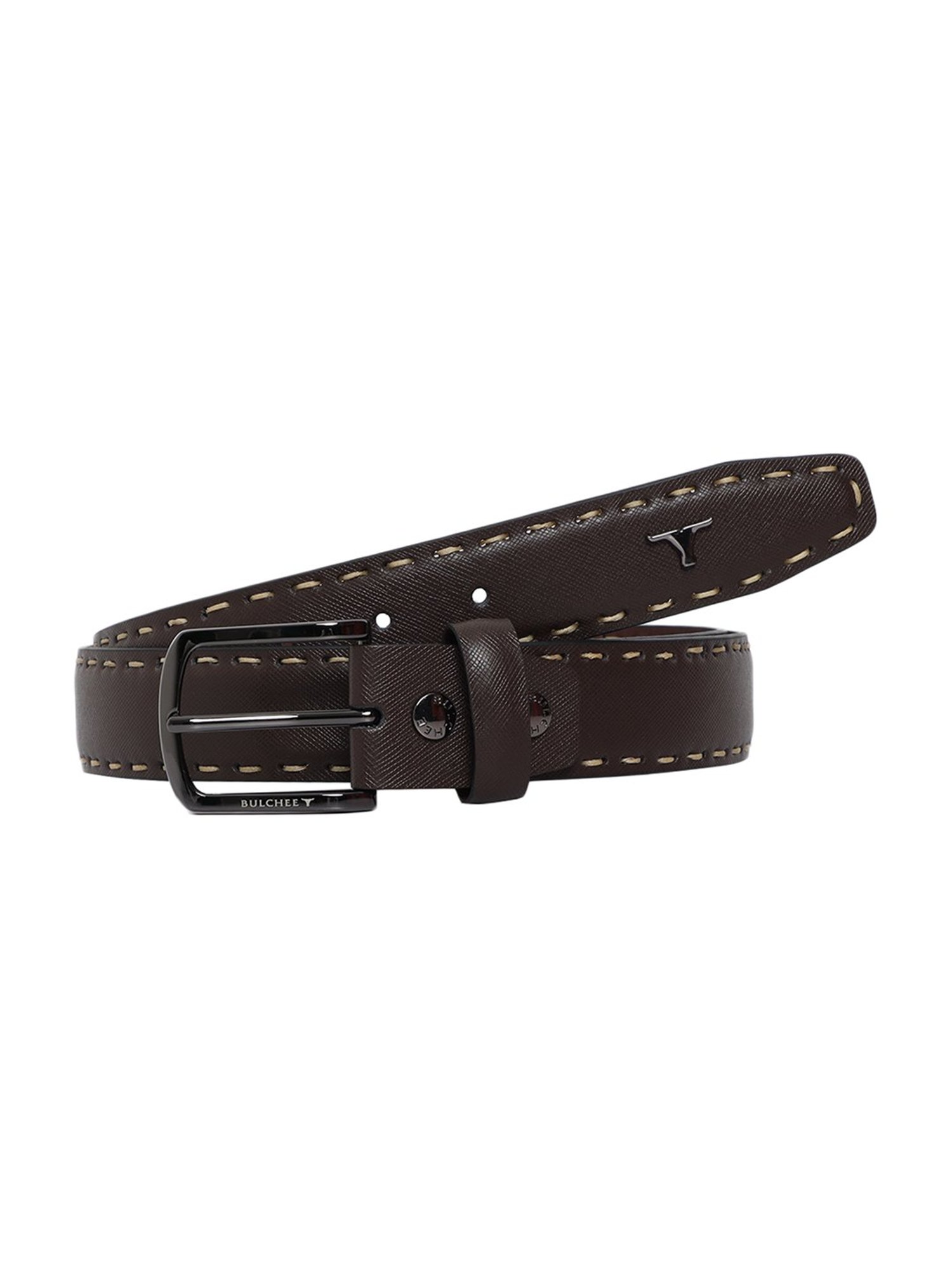 BULCHEE Brown Leather Formal Belt for Men