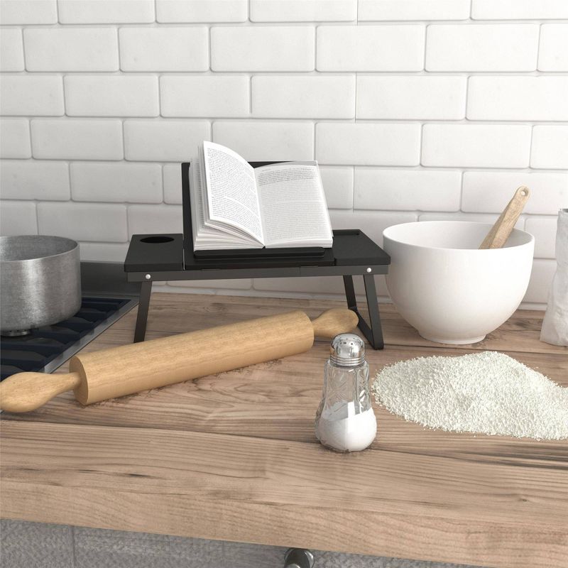 Folding Lap Activity Tray with Molded Cup and Electronic Device Holder Black - Room & Joy