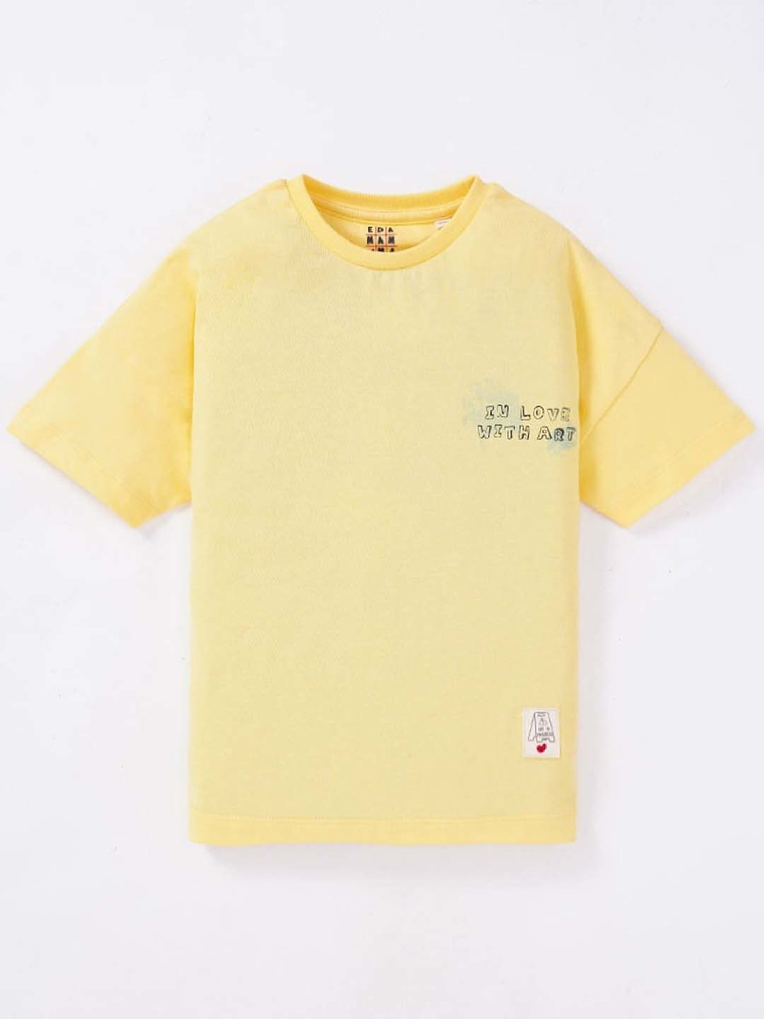 Ed-a-Mamma Kids Yellow Cotton Graphic T-Shirt