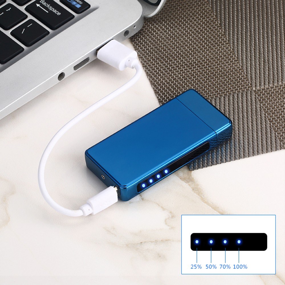 Fingerprint Sensor USB Charging Cigarette Tool Battery Display Double Arc Black