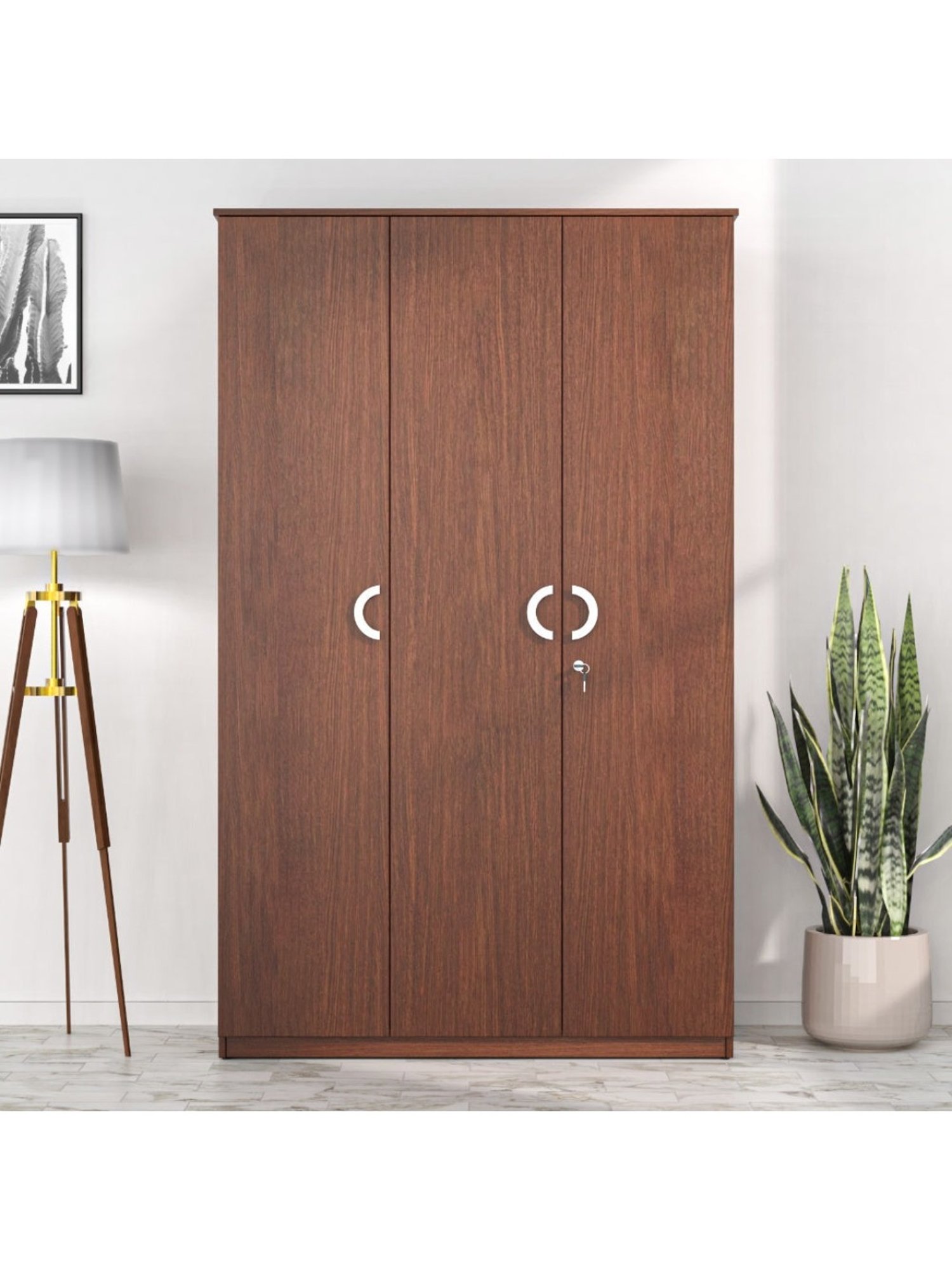 Godrej Interio Ewa Brown Engineered Wood 4 Door Wardrobe