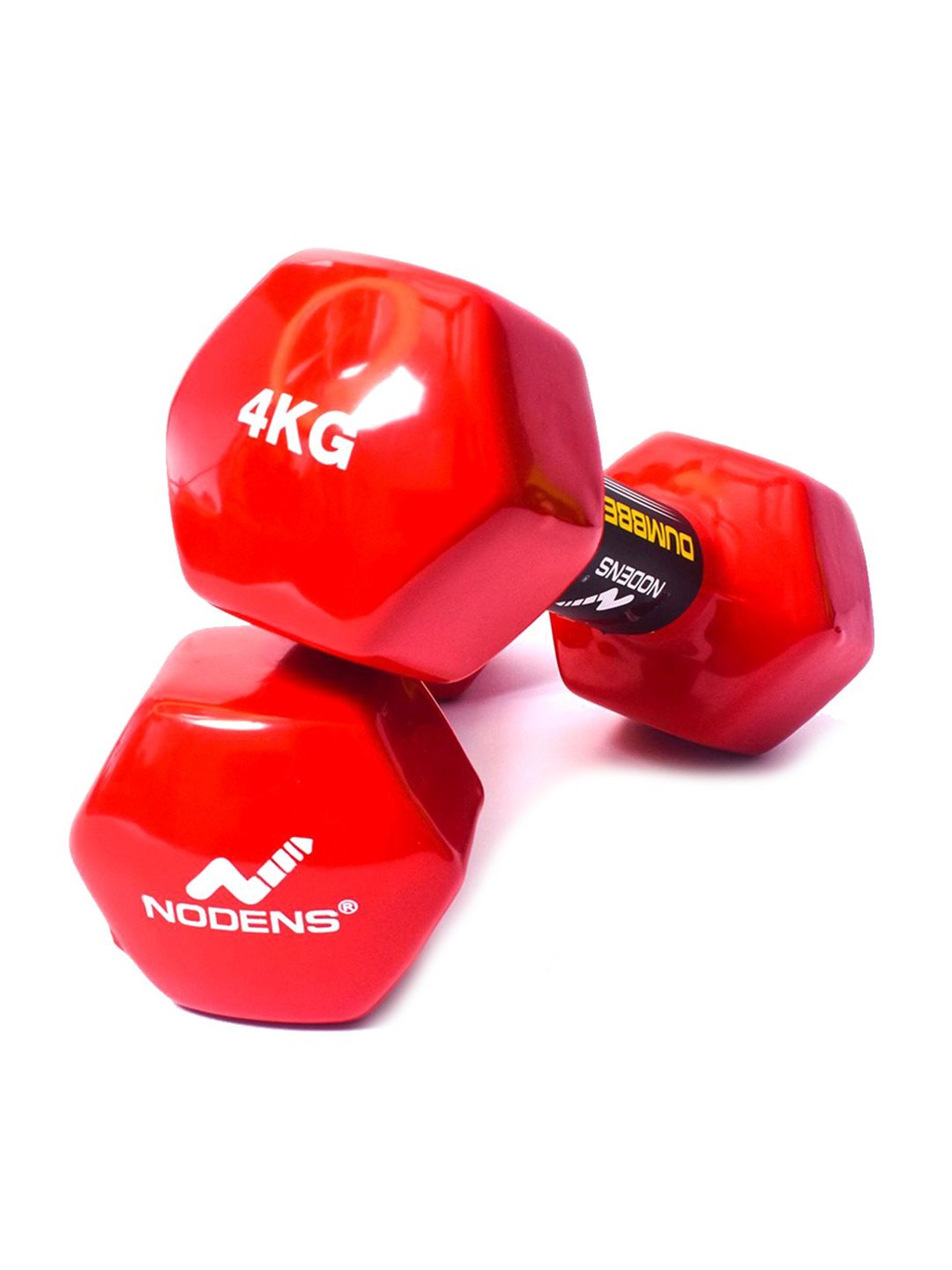 NODENS Red & Black PVC Vinyl Dumbbells (4 kg)