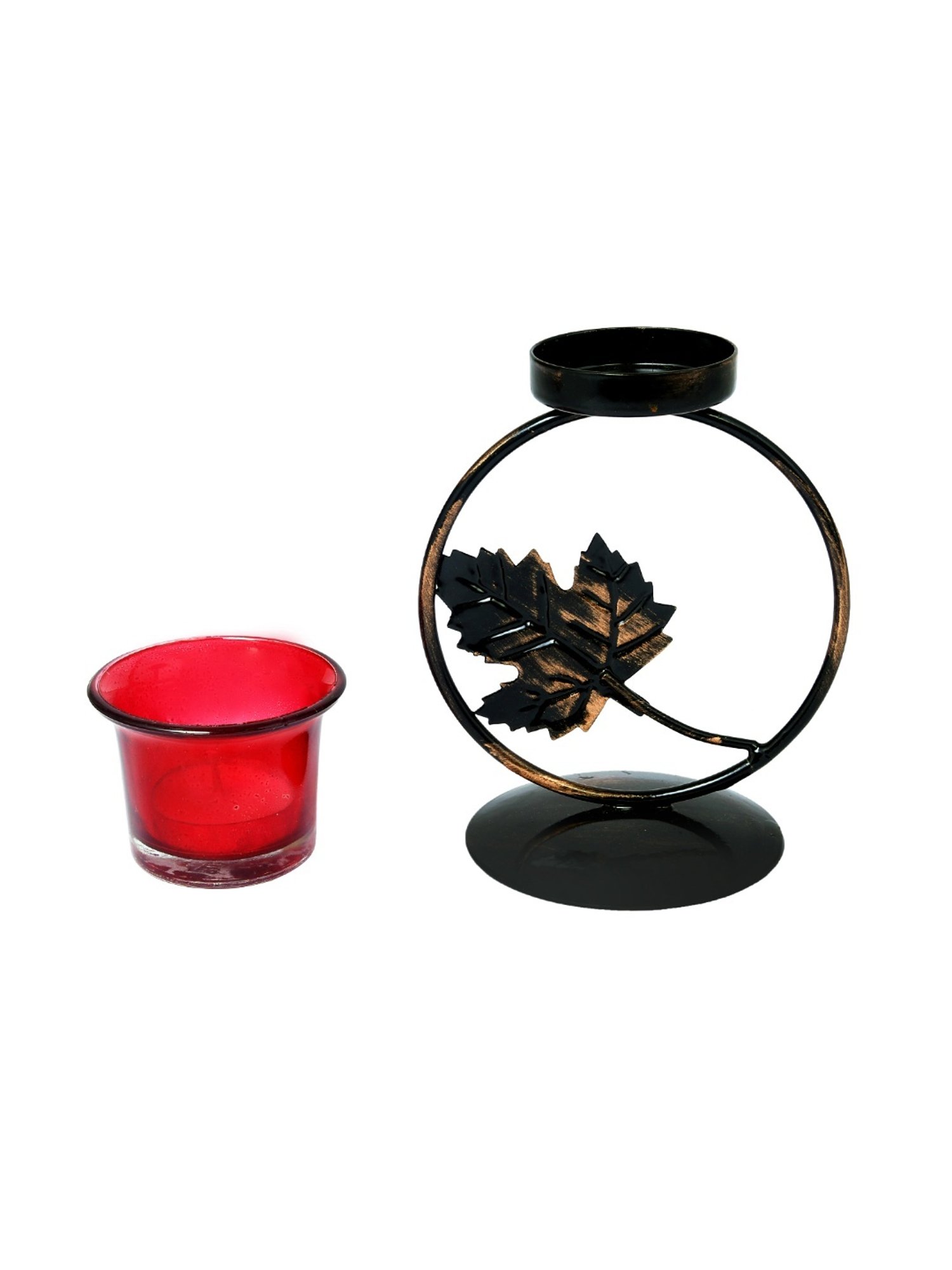 HOSLEY Black Iron Tealight Candle Holder
