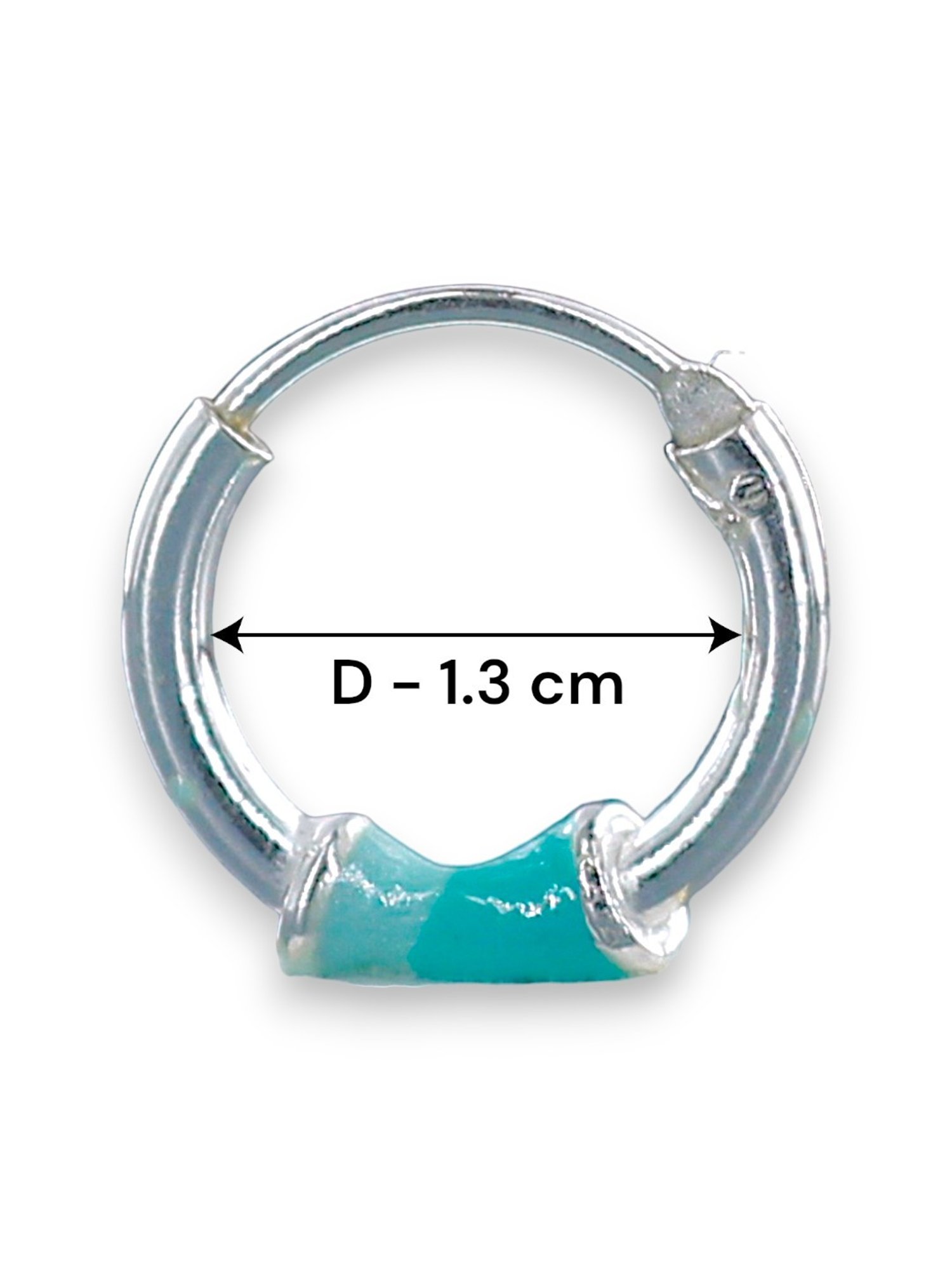 Taraash 92.5 Sterling Silver Enamel Green Bali Hoop Earrings for Kids/Girls/Women