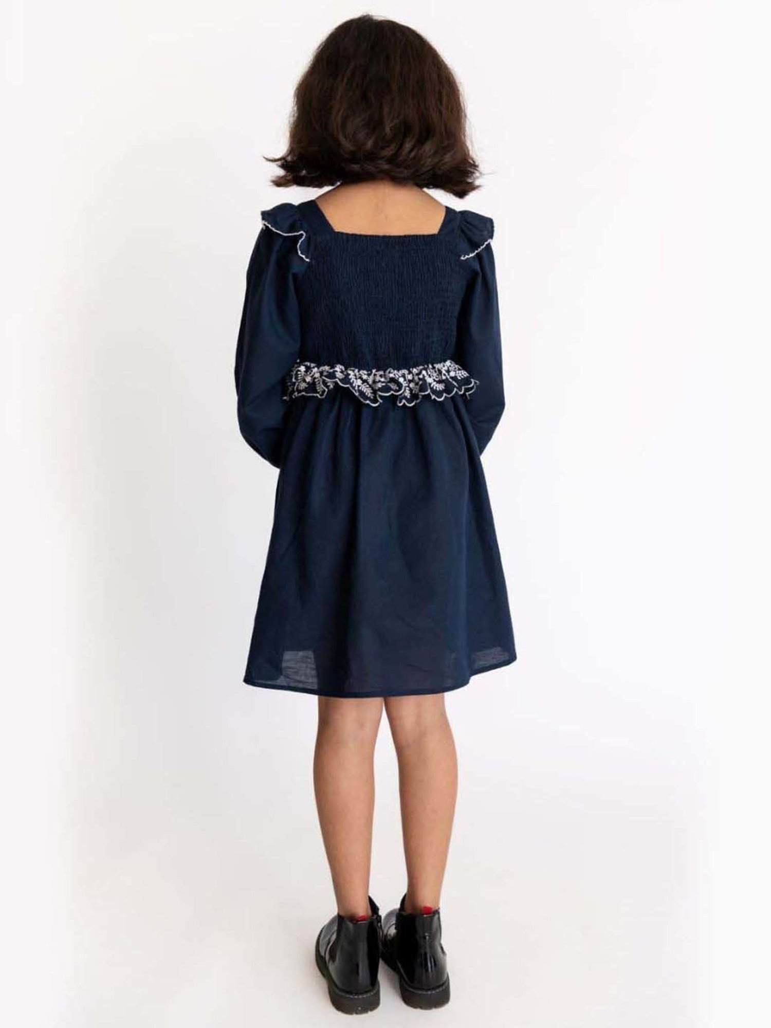 A Little Fable Navy Printed Full Sleeves Dress