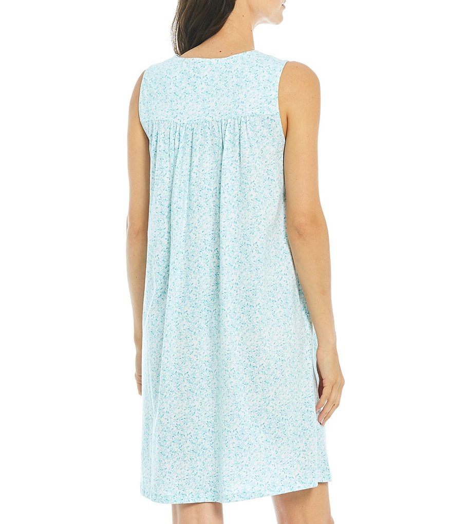 Miss Elaine Plus Cottonessa Floral Print Knit Long Nightgown