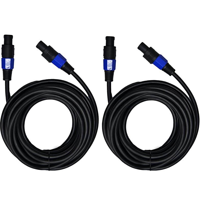 Pro 2X Speakon to Speakon 25 Ft True 12 Gauge Wire AWG DJPro Audio Speaker Cable Pair