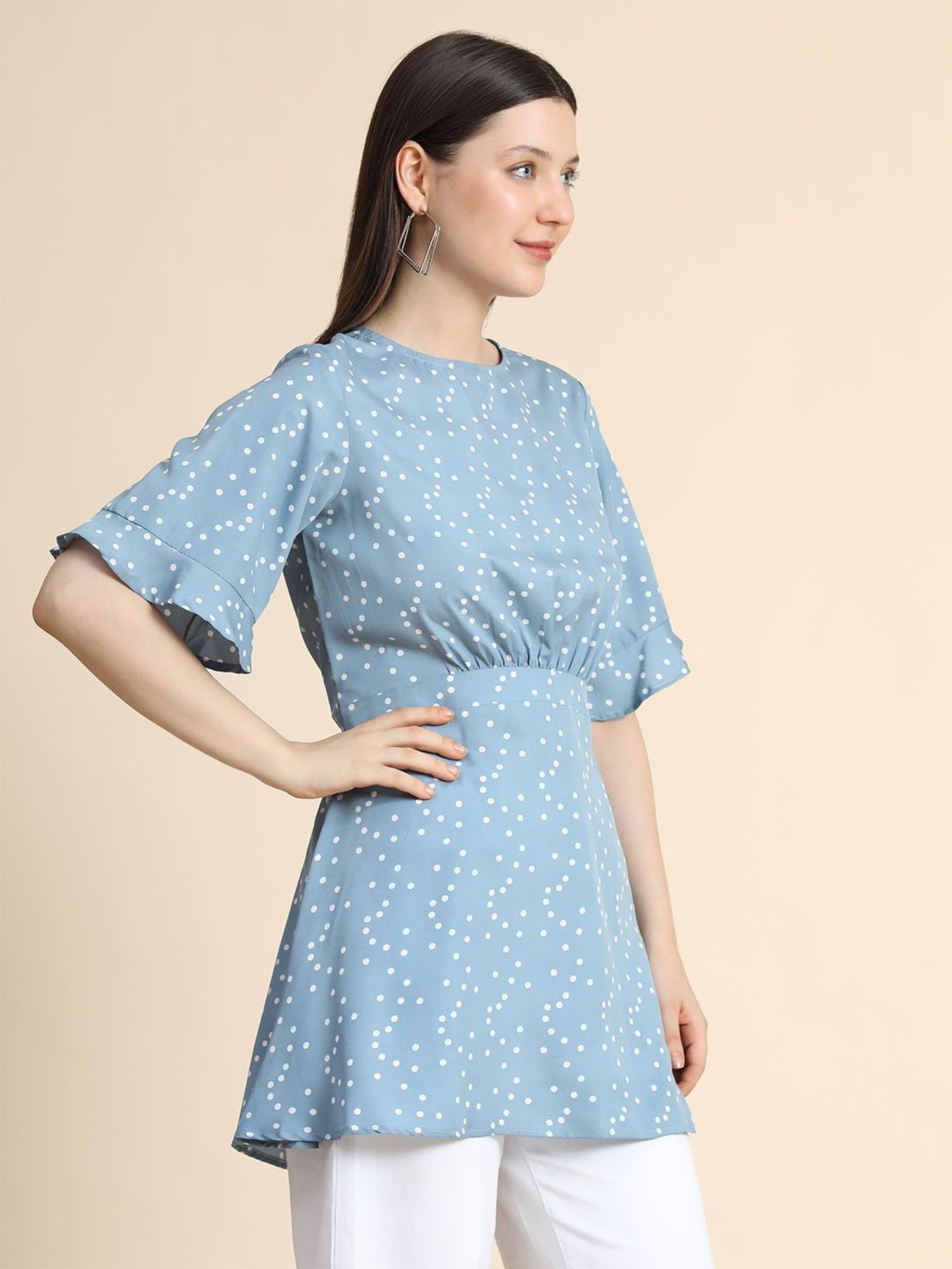 KERI PERRY Powder Blue Printed Top