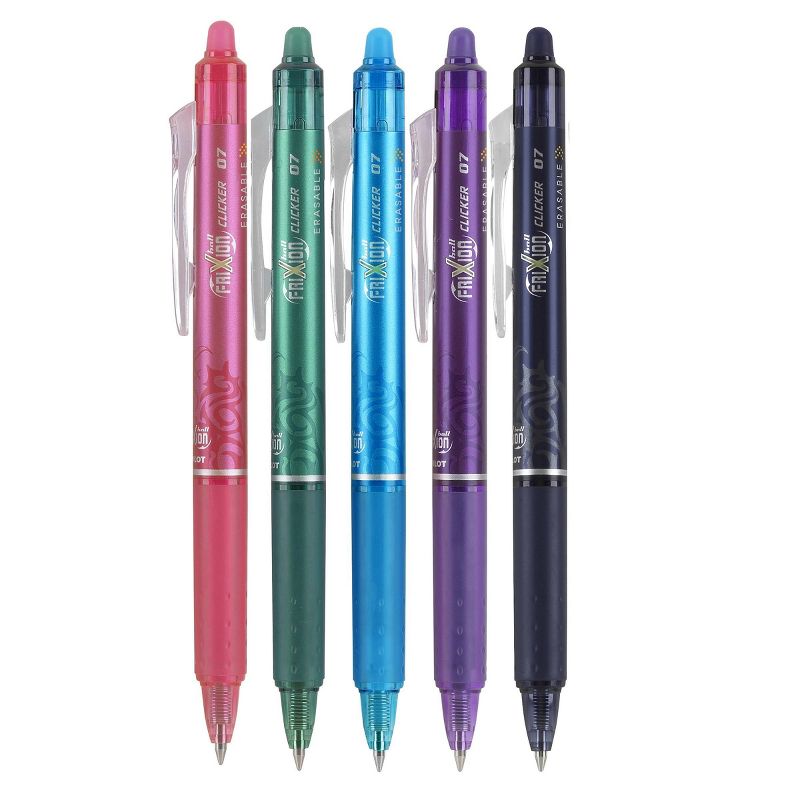 Pilot 5ct FriXion Clicker Erasable Retractable Gel Ink Pens Fine Point 0.7mm