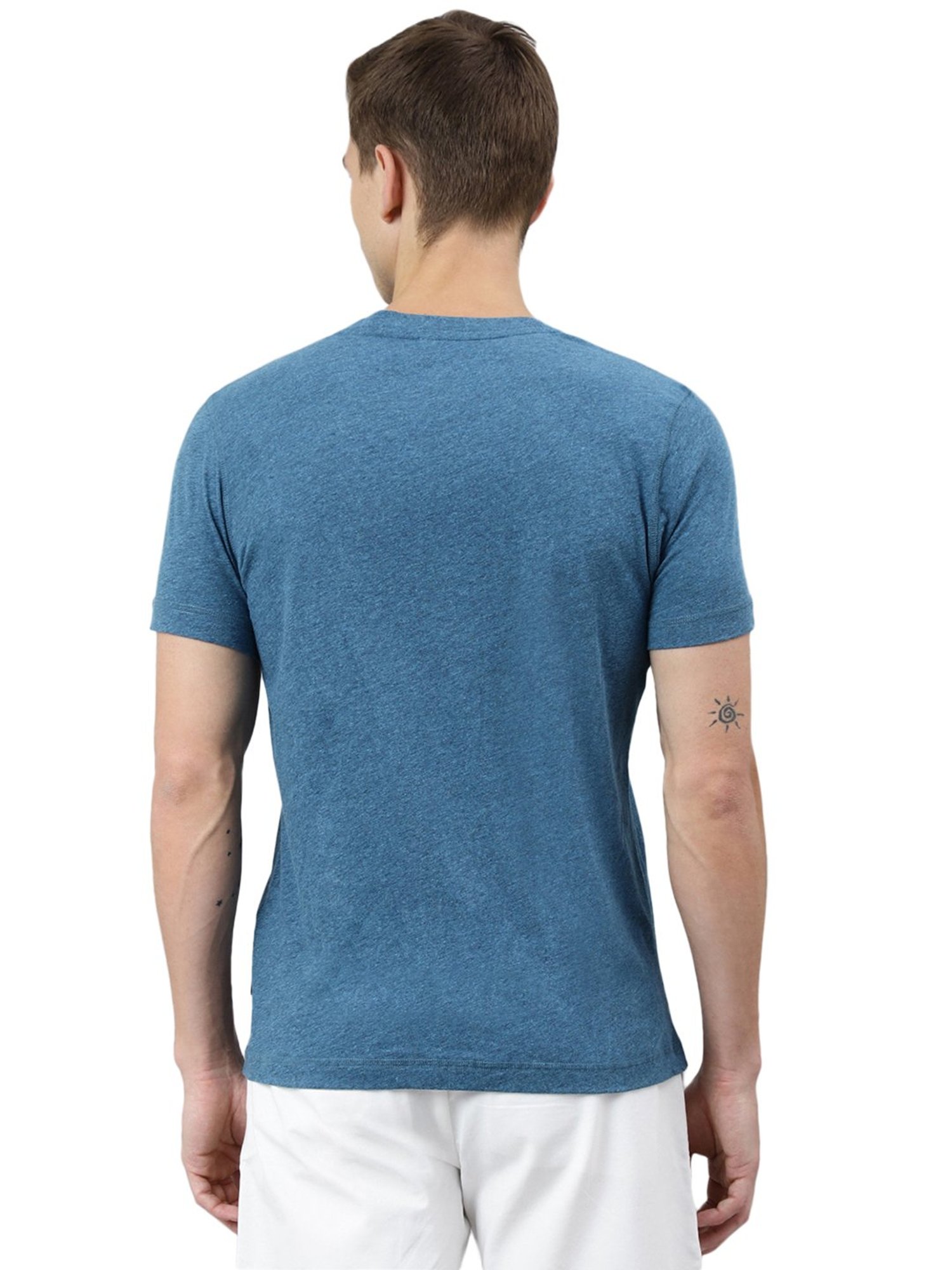 Woods Blue Melange V-Neck T-Shirt