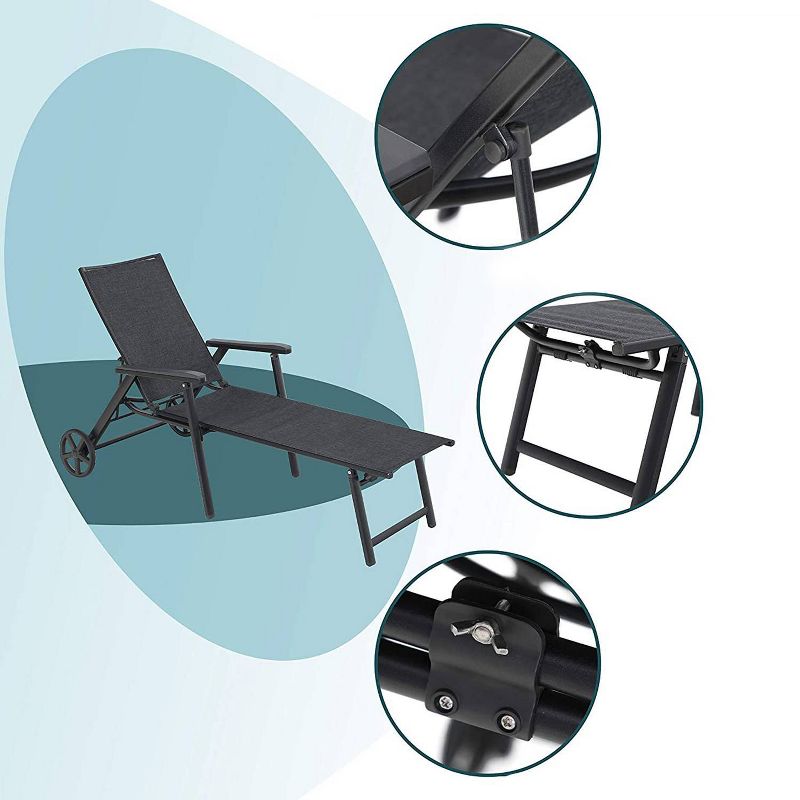 Ostrich Chaise Lounge Folding Sunbathing Poolside & Beach Chair, Pink & Blue