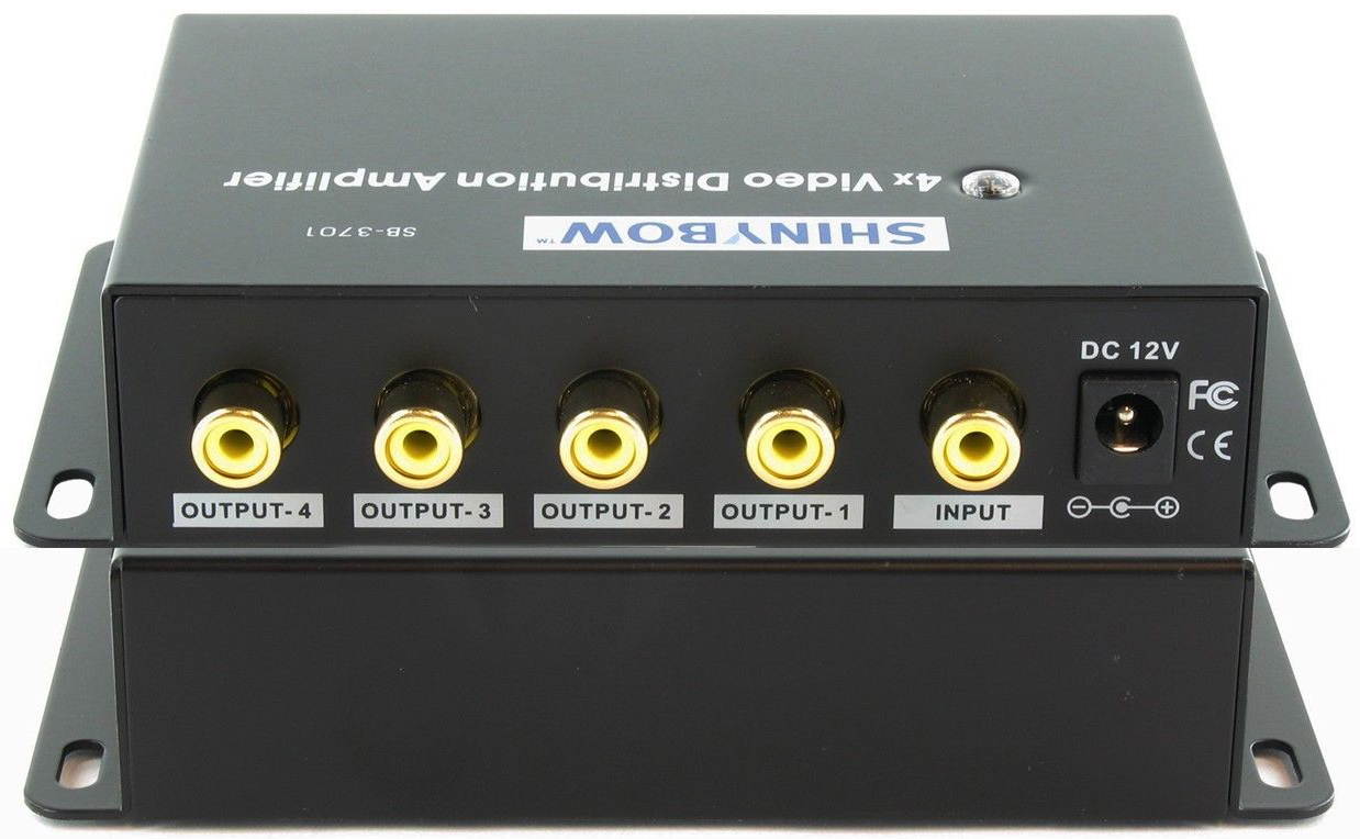 Shinybow SB-3701RCA 1x4 Composite Video Digital Distribution Amp w/3-Yr Warranty