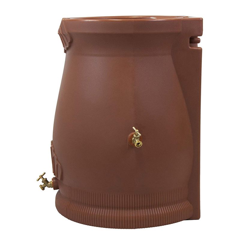 Good Ideas Rain Wizard 50 Gallon Rain Barrel Water Collector Urn with Brass Spigot, Terra Cotta