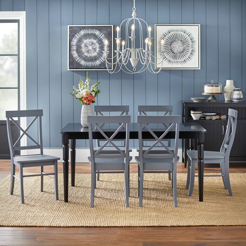 7pc Albury Cross Back Dining Set Dark Gray - Buylateral