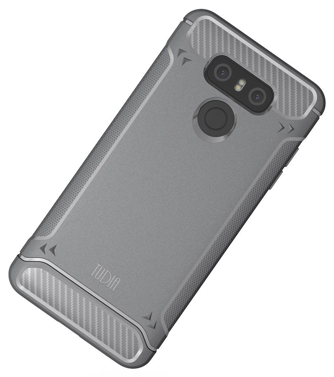 TUDIA Carbon Fiber Design Lightweight [TAMM] TPU Bumper Shock Absorption Case for LG G6 (Black)