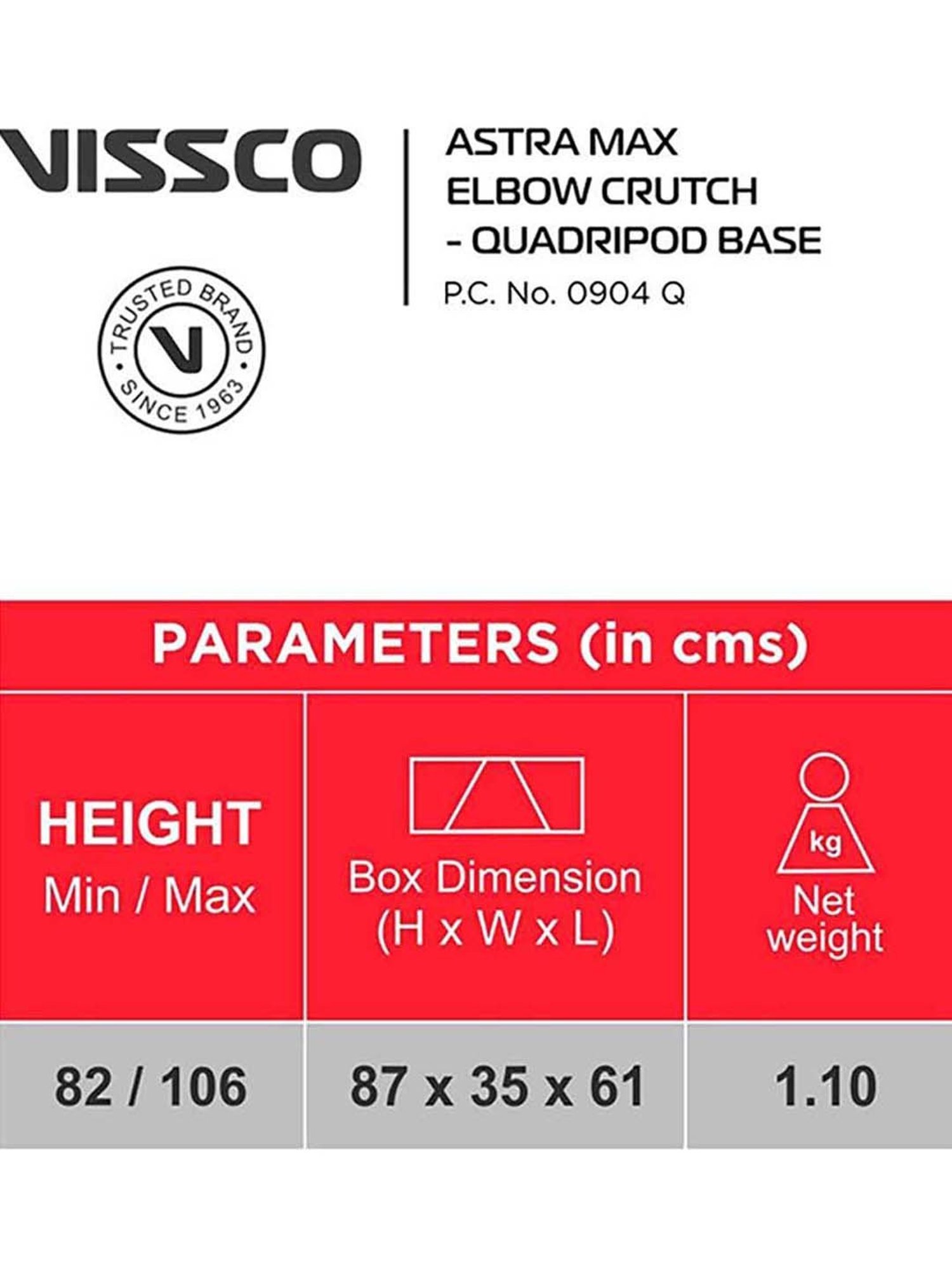 Vissco Astra Max Elbow Crutche (Black)