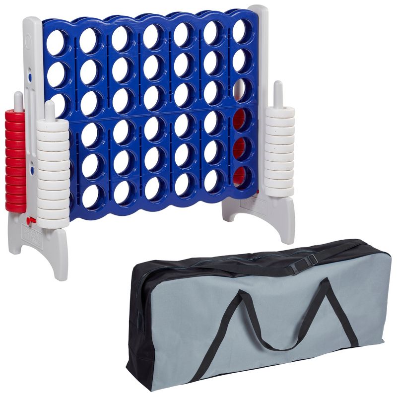 ECR4Kids Jumbo 4-to-Score Giant Game with Carry Bag, Lawn Game, Connect-All-4 - Red, White and Blue