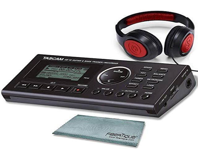 tascam gb10  usb guitar/bass trainer/recorder along with samson studio headphones and transcend sdhc memory card