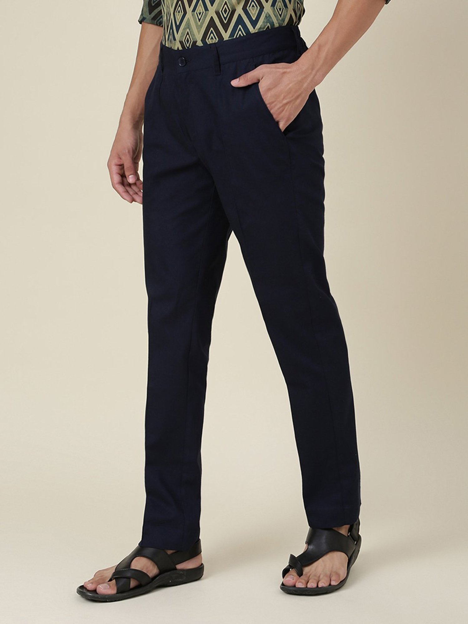 WES Casuals by Westside Olive Relaxed-Fit Mid-Rise Cotton Blend Joggers