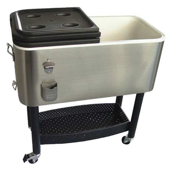 CRESTWARE COOLER1 Cooler, 17 gal. Stainless Steel/Plastic, Gray/Black