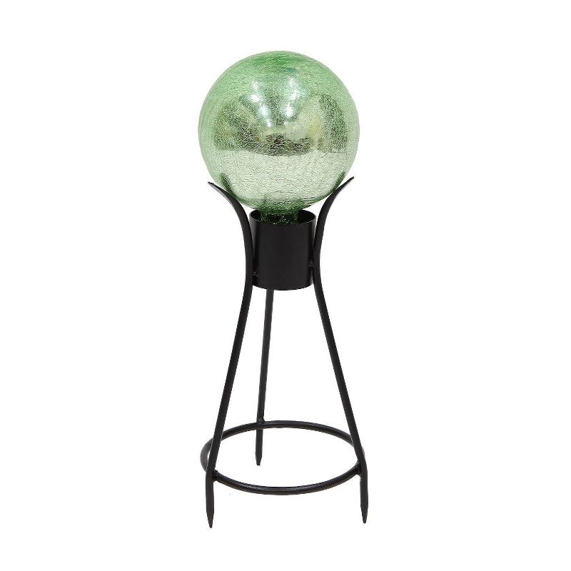 13.75" Iron Trestle III Spiked Gazing Globe Ball Stand Black Powder Coat Finish - ACHLA Designs