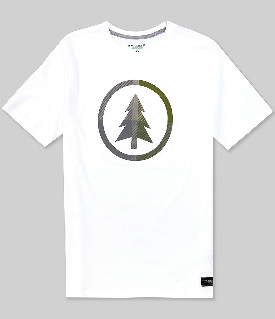 Silver Jeans Co. Short-Sleeve Circle Plaid Tree Graphic Tee