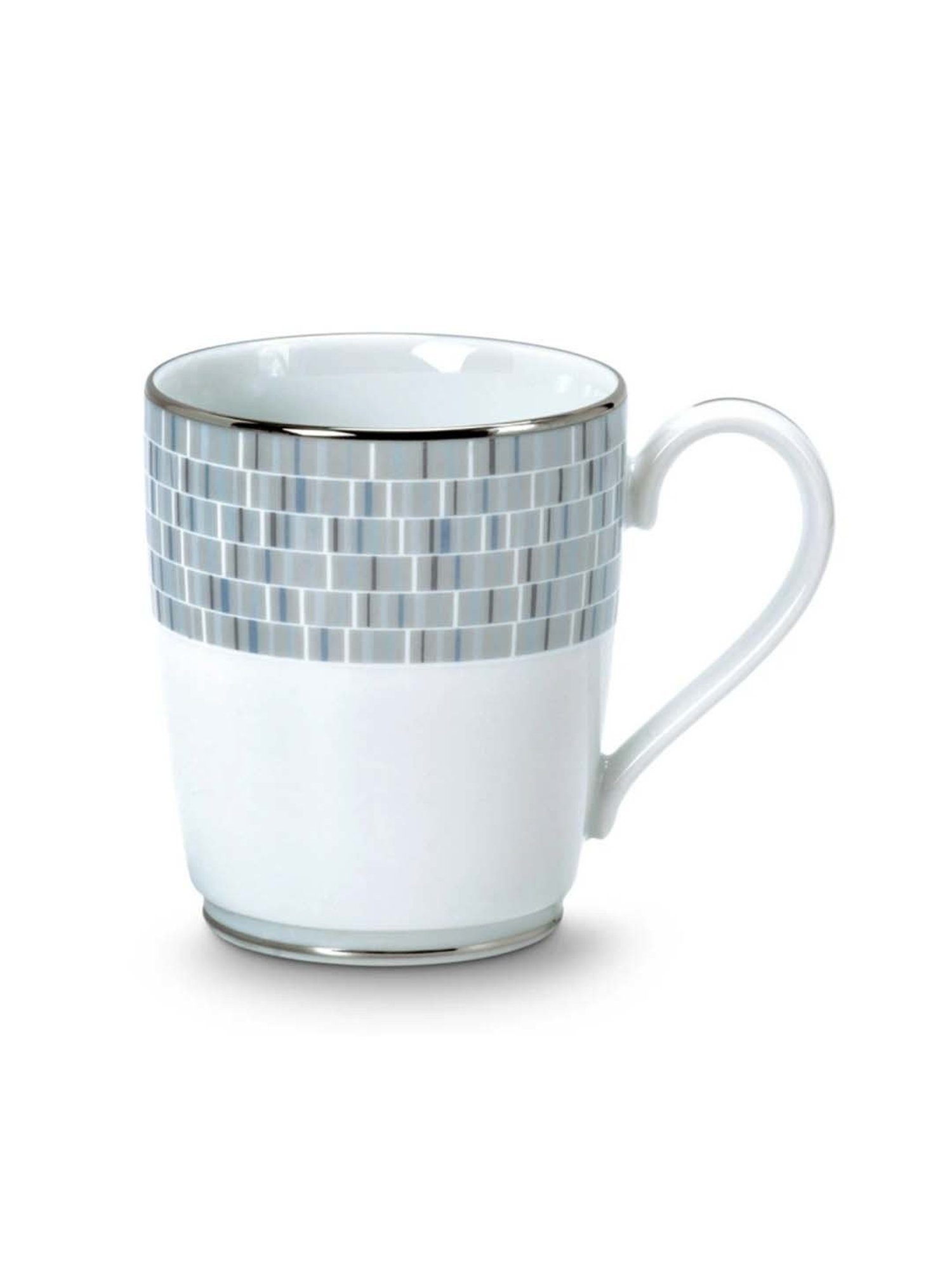 Noritake Ville De Platine White & Grey Poreclain Coffee Mug (0.295 L) - Set of 6