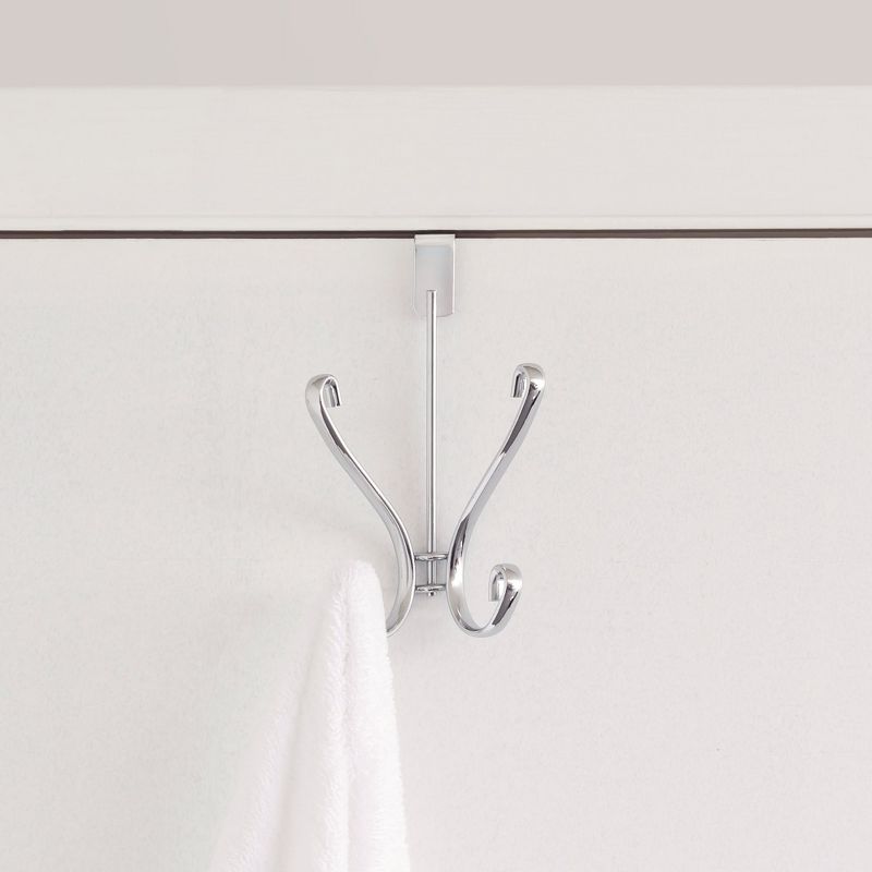 Home Basics Over the Door Double Hanging Hook, Chrome