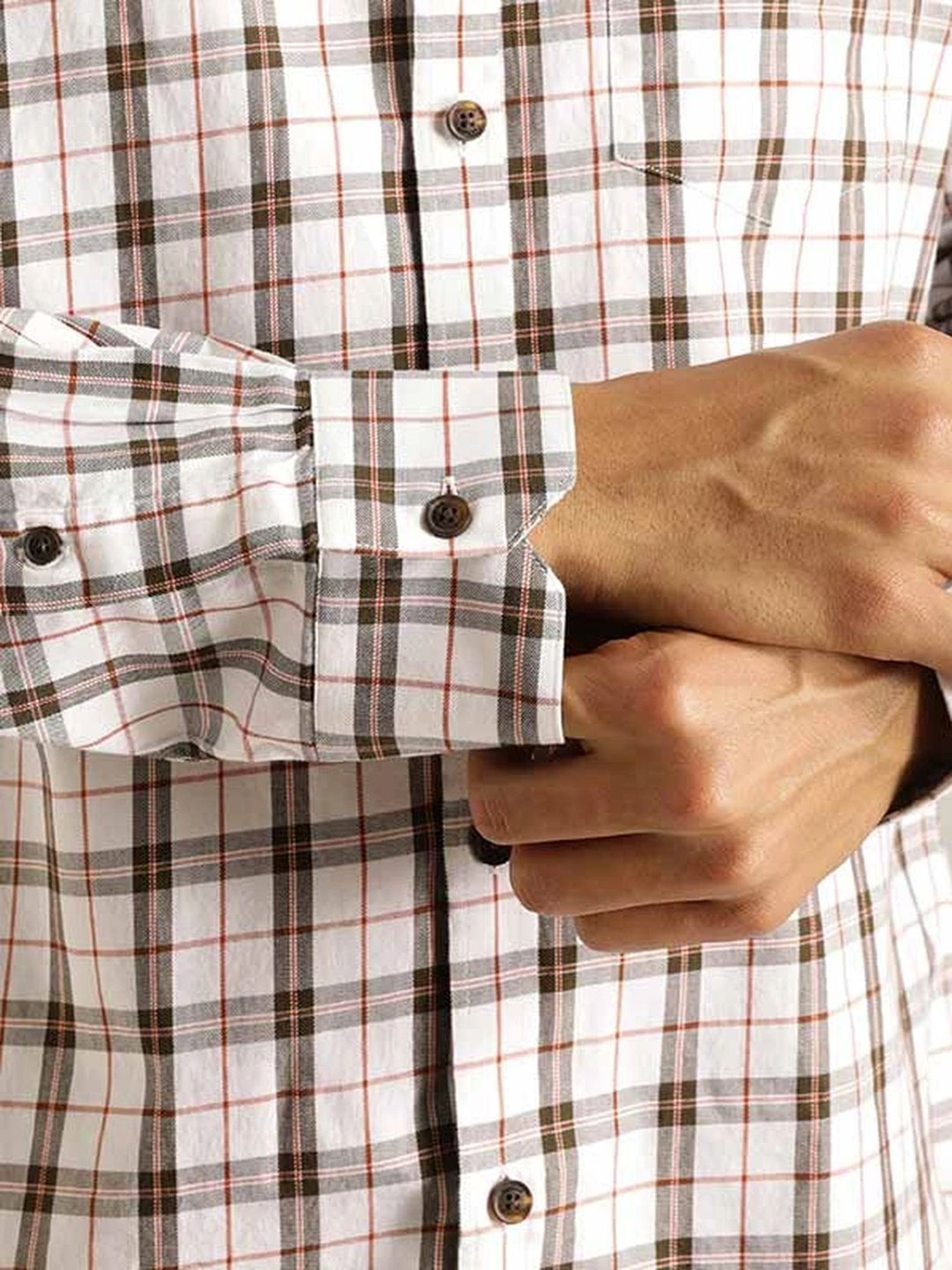 Indian Terrain Ecru Slim Fit Checks Shirt