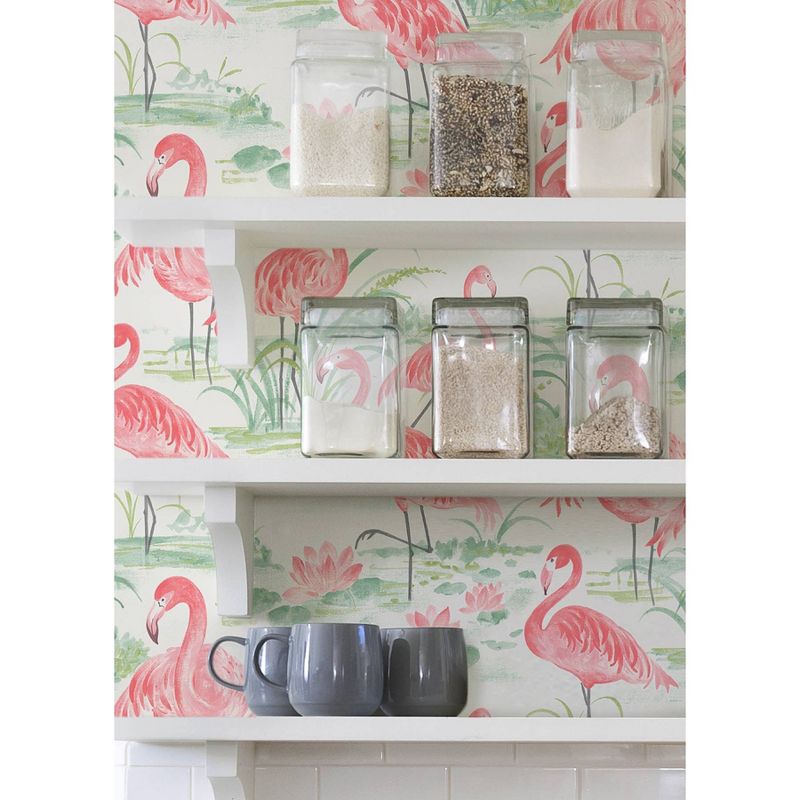 NuWallpaper Flamingo Beach Peel & Stick Wallpaper Pink