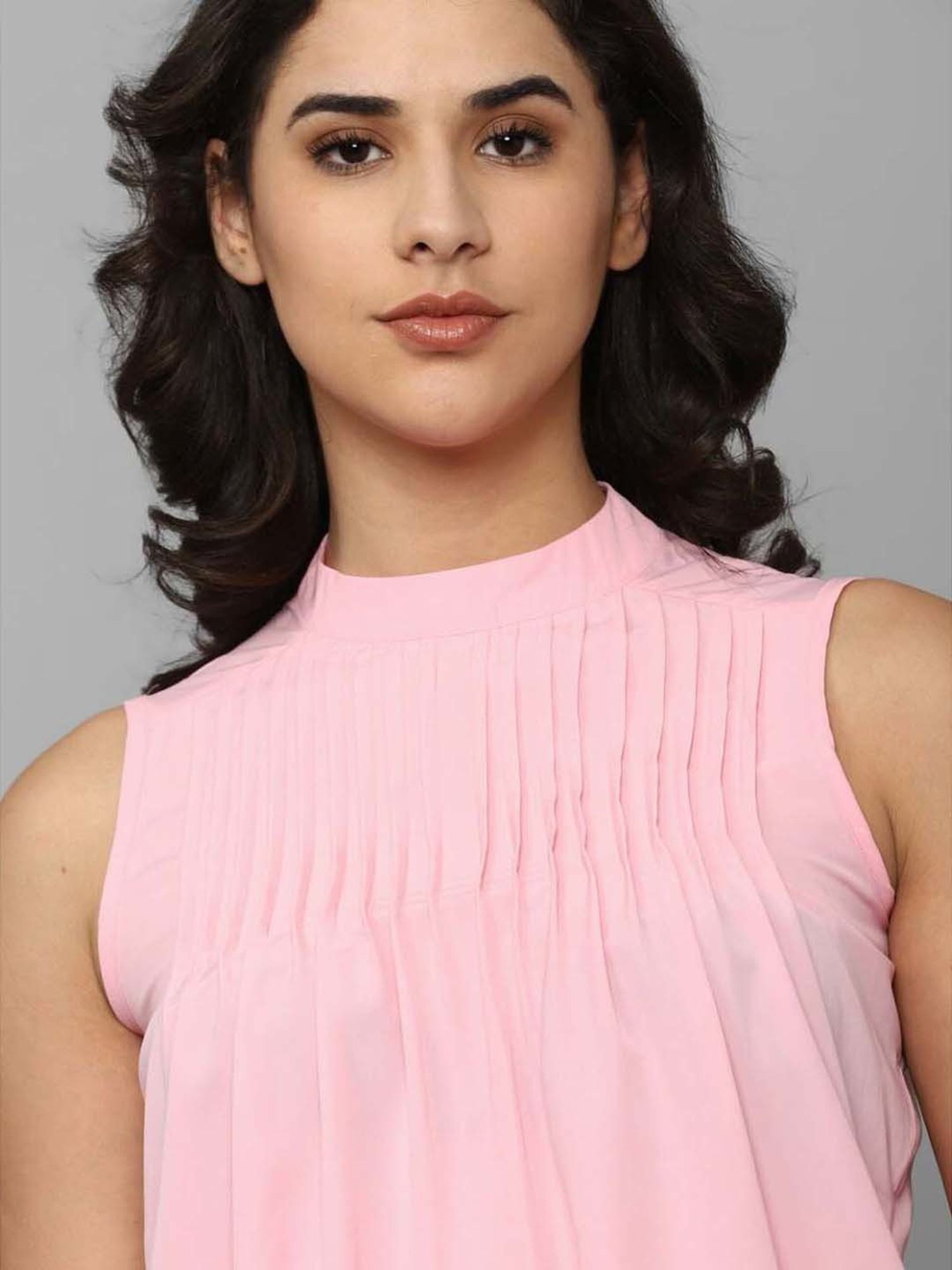 Allen Solly Pink Pleated Top