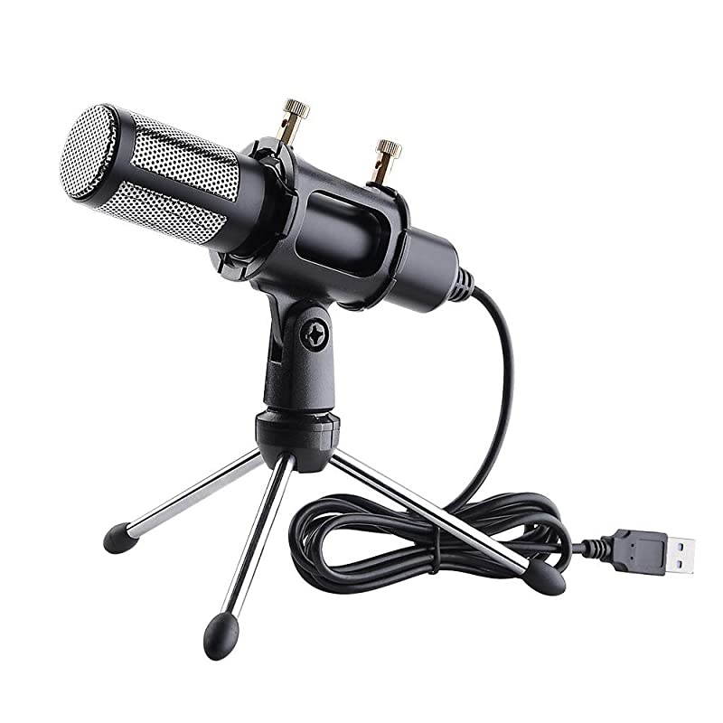 Condenser USB Microphone with Tripod Stand for Live Stream Game Skype YouTube Studio Vedio Recording Laptop Computer