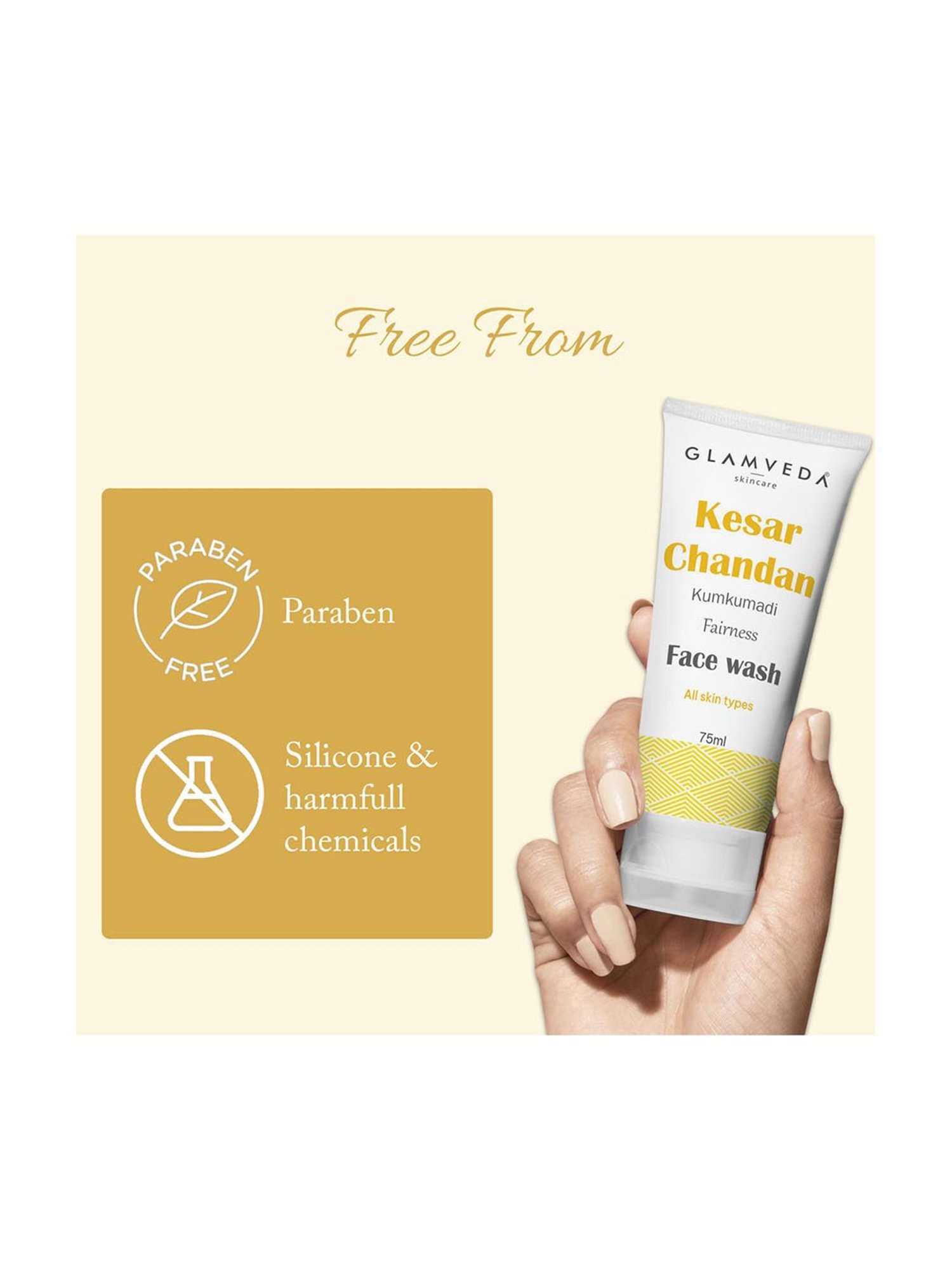 Glamveda Kesar Chandan Kumkumadi Fairness Face wash - 75 ml