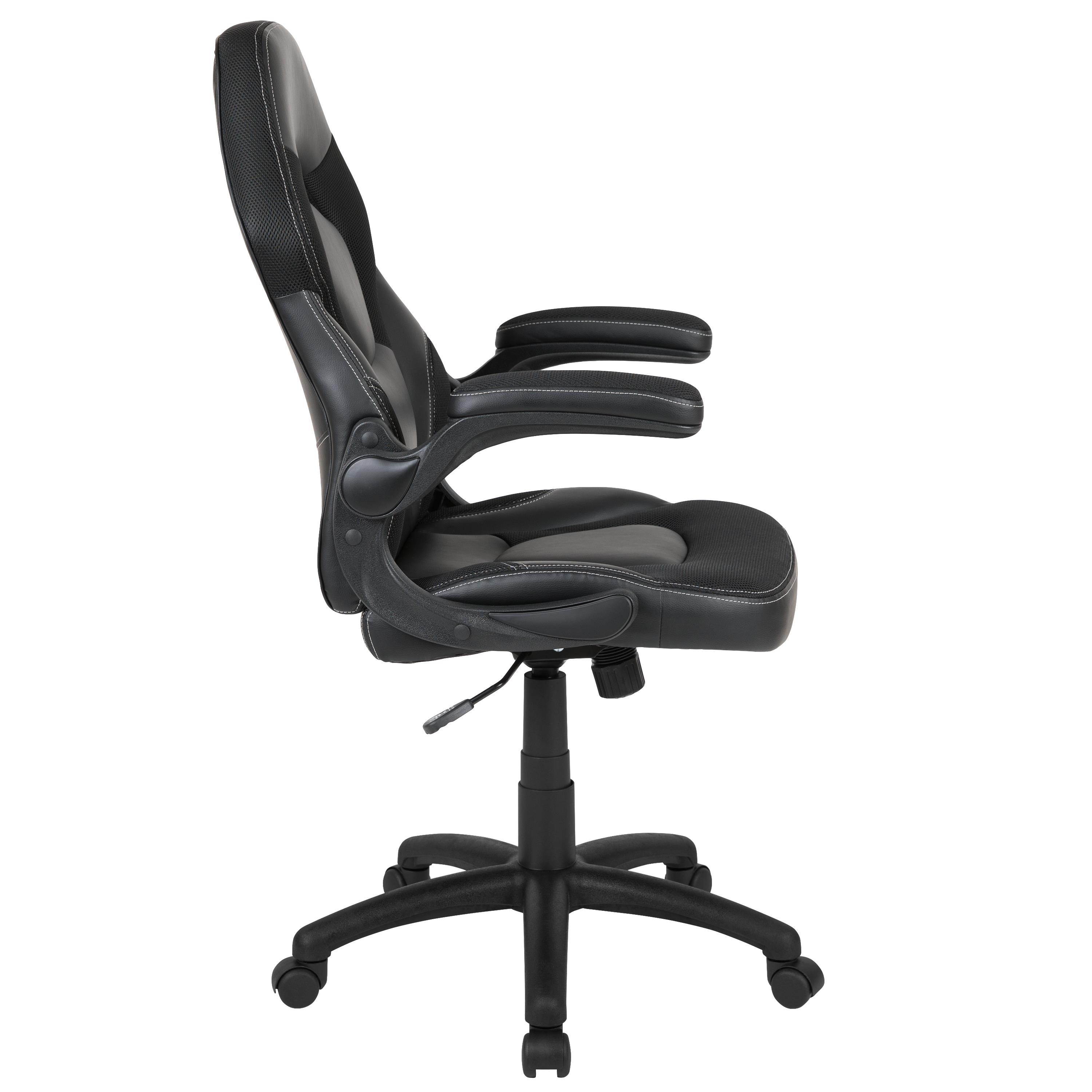 Flash Furniture X10 Gaming Chair Racing Office Adjustable Swivel Chair with Flip-up Arms - Black LeatherSoft