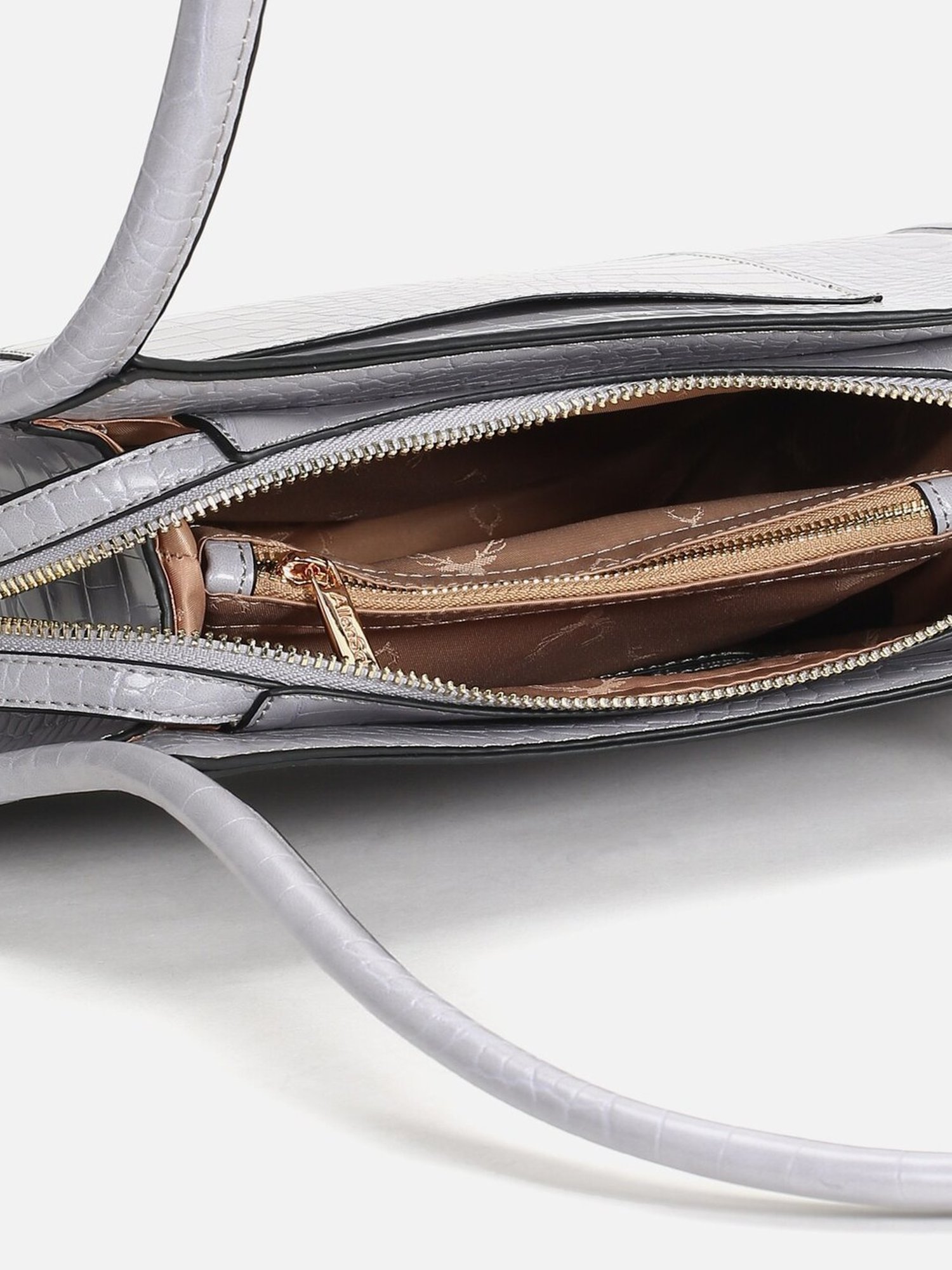 Allen Solly Grey Textured Medium Hobo Handbag