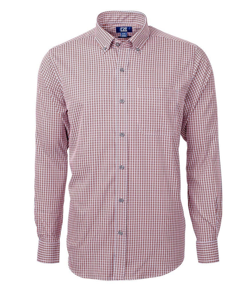 Cutter & Buck Versatech Checked Long-Sleeve Dress Shirt