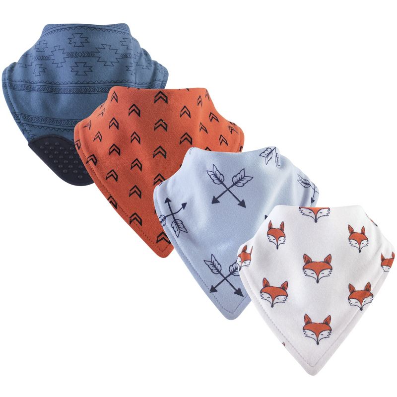Yoga Sprout Baby Boy Cotton Bandana Bibs 4pk, Clever Fox, One Size